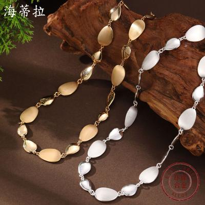New Brushed Smooth Water Drop Combination OT Buckle Necklace, Women's Simple and Advanced Water Drop Versatile Necklace