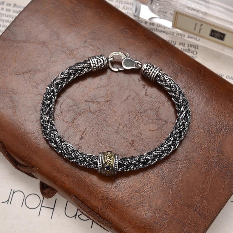 2026 Woven Foxtail Square Bracelet Width 6m Bead Men and Women Senior Couple