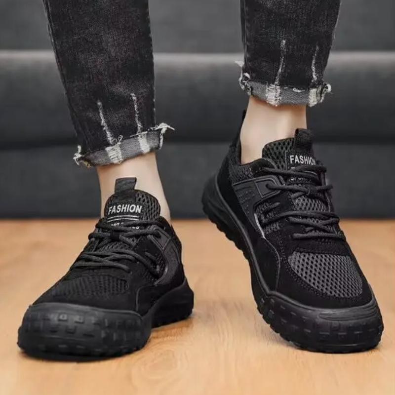 

Autumn Men s Sneakers Casual Breathable Mesh Lace Up Vulcanized Shoes Comfortable Lightweight Footwear Chaussure De Sport Homme 39 чёрный