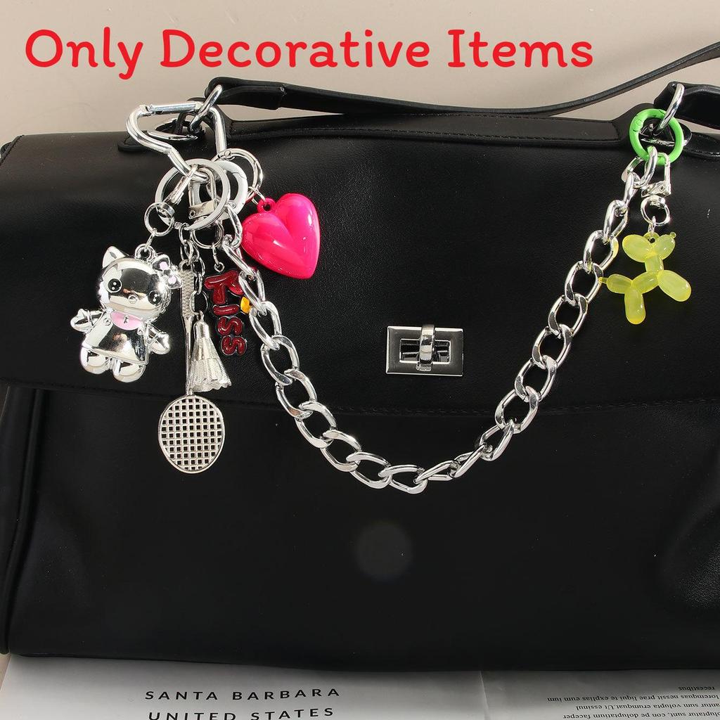 Cat Charm Bag Pendant With Feather Keychain For Fashion Accessories