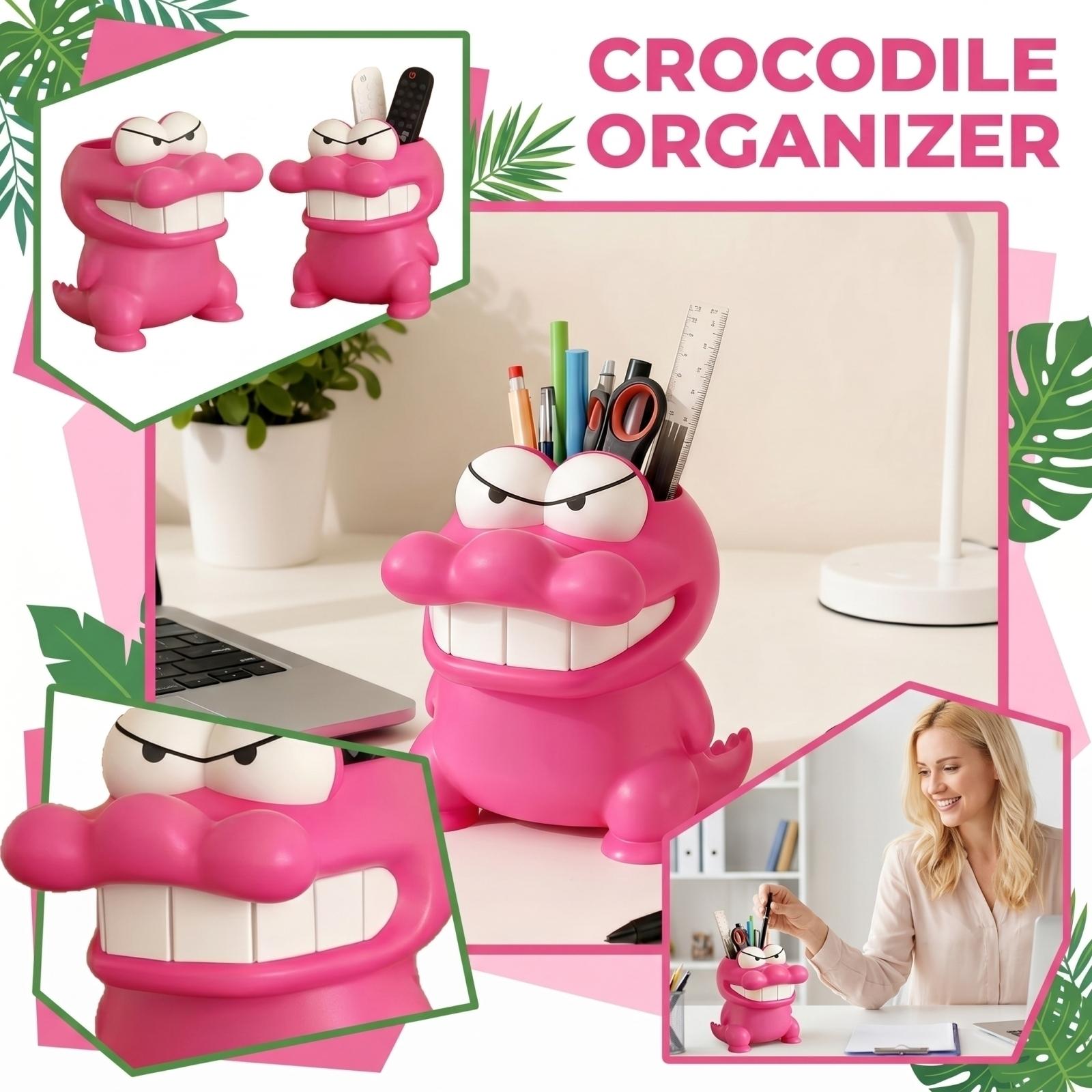 

Creative Crocodile Shaped Desk Organizer Pen Holder for Office Home Study Room Desktop Storage Accessories Gift one size рожевий