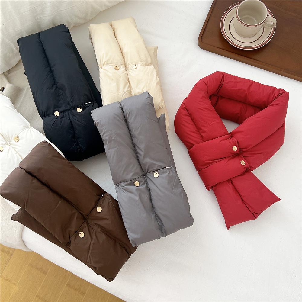 Women Cotton Down Cotton Scarf Ring Snood Scarves Thermal Warm Scarf Neck Warmer Winter Down Scarf Hiking Climbing Ski Scarf