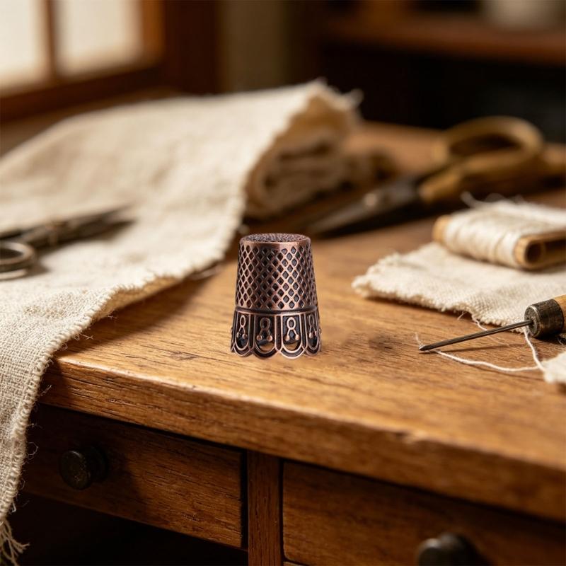 Elegant Metal Thimble With Awl And Needle Holder For Sewing Projects