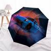 1 PC Automatic Folding Umbrella - Blue Car Pattern, Portable & Foldable Design with 8 Ribs, Christmas Birthday Gifts