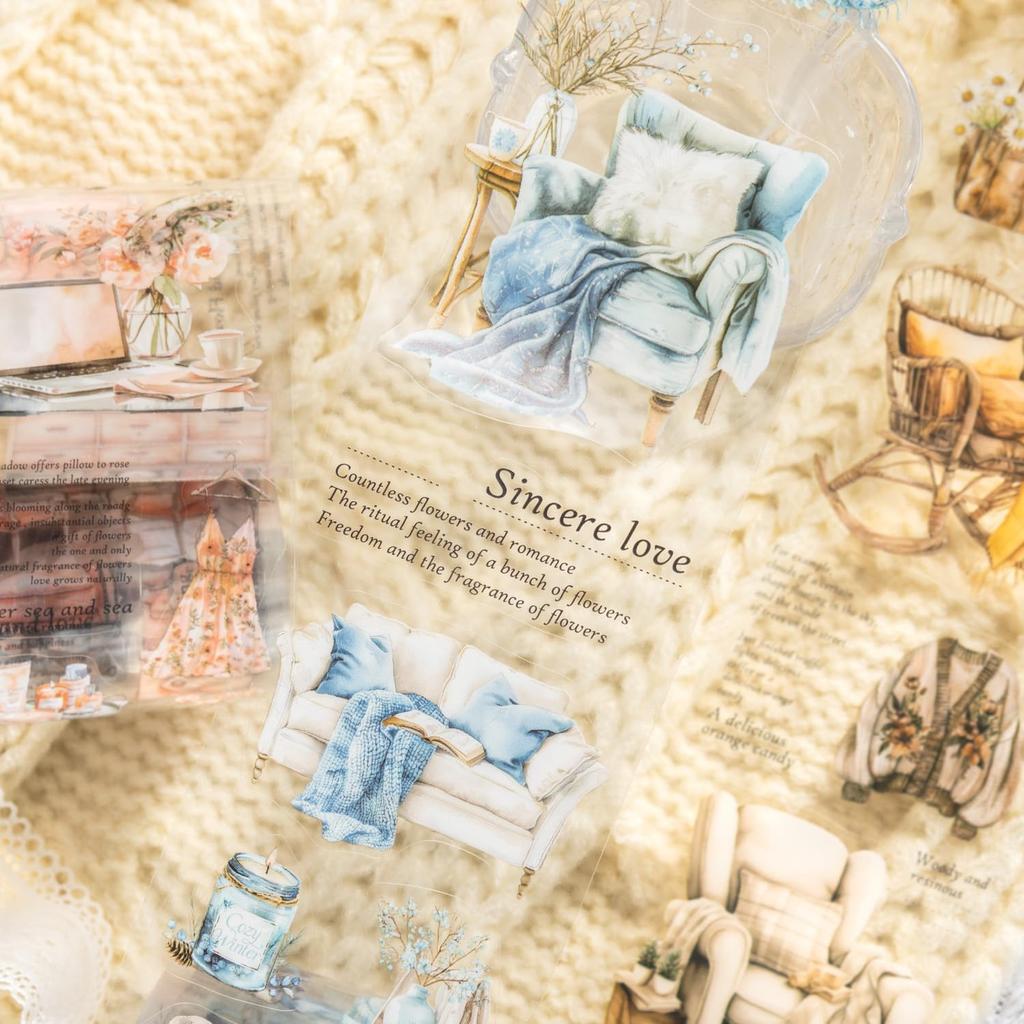 Collage Roll Masking Large Living English Letters Stickers, Materials, Assortment, Stickers, Miskepaa, Cute, Girls, Stylish, PET, Waterproof, Tape,