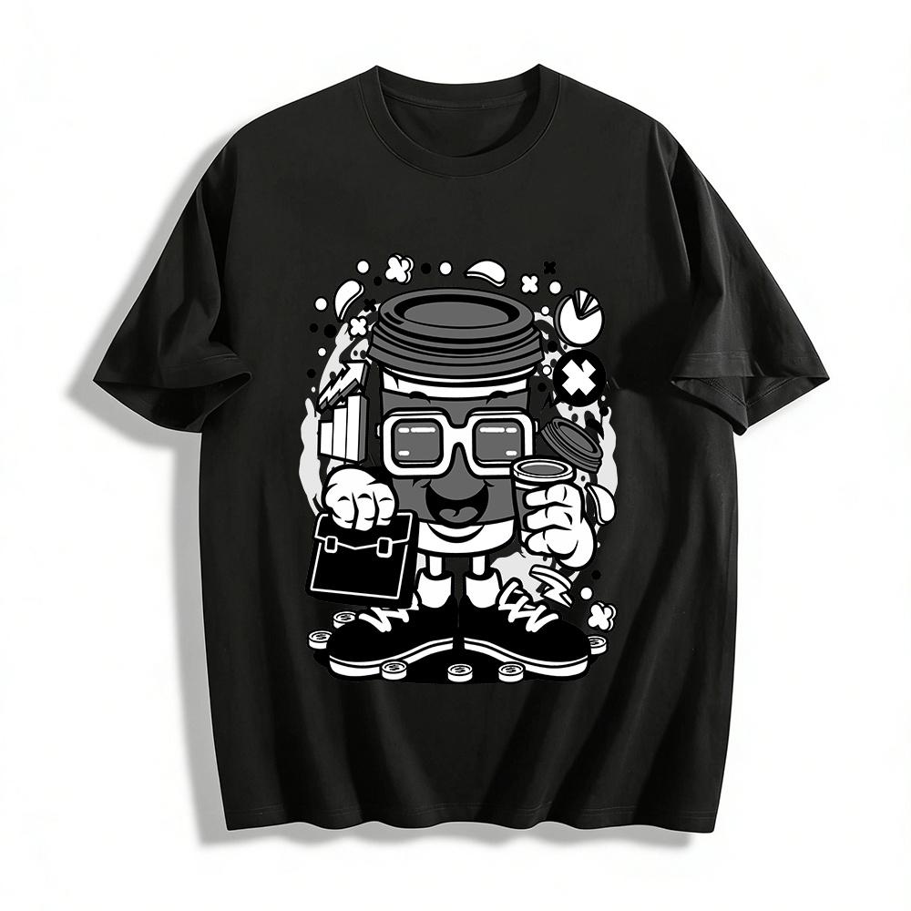 

Funny Coffee Cup Worker Graphic Tee Trendy Street Style Casual Top Pure cotton T-shirt XXS