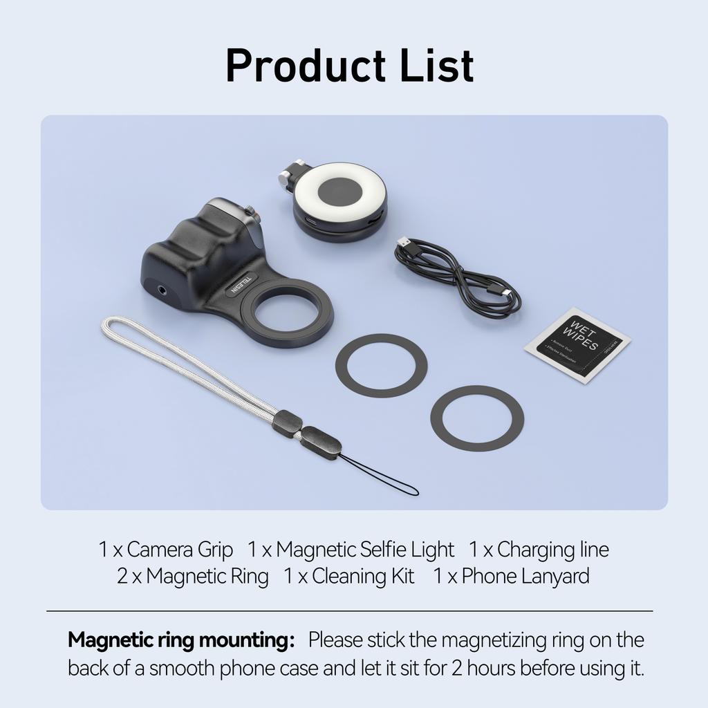 TELESIN Magnetic Phone Camera Shoot Hand Grip Phone Holder Shooting Aid Remote Control Handle for Smart Phone iPhone Android