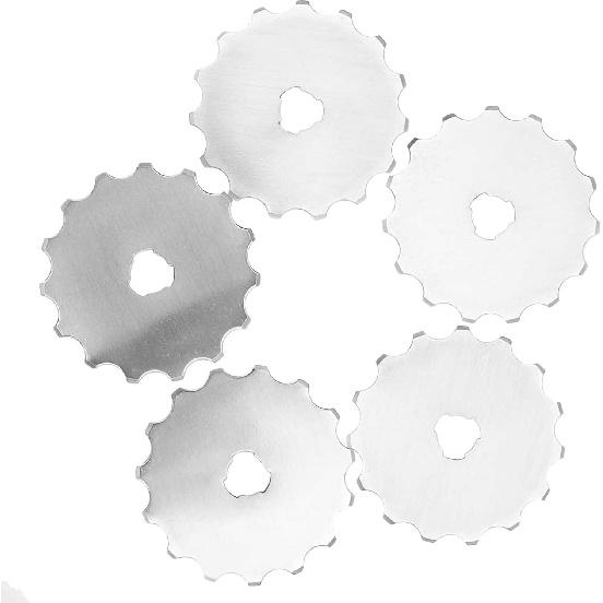 Crochet Rotary Cutter Blade 45mm, 5PCS Patchwork Cutting Blade Replacement, Paper Perforating Fleece Rotating Cutter Blade Serrated Blades Solid High