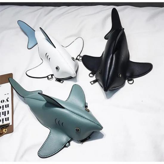 Euro-America Style Shark Shoulder Bag PU Flap Purse Mini Bag Lovely Animal Crossbody Funny Bag