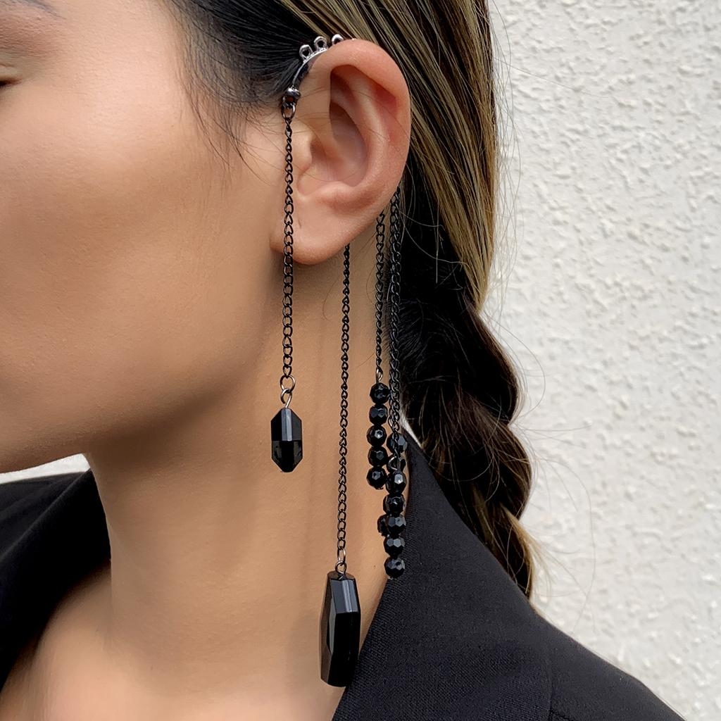 Ingemark Kpop Long Tassel Clip Earring for Women Ladies No Piercing Fake Cartilage Exquisite Ear Bone Clips Pendientes Jewelry