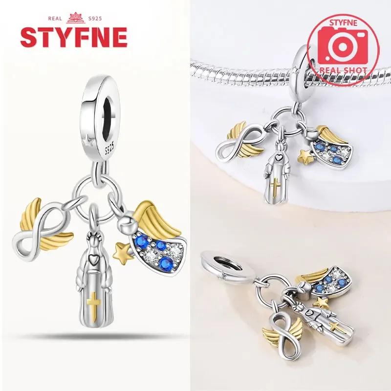 Copperour Lady Charm Bead The Virgin Mary Dangle Fitoriginal Bracelet Pendants Jewelry Marking Fine Gift For Women