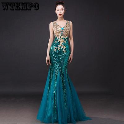Women's Sleeveless V-neck Fishtail Evening Dresses Wedding Reception Dresses A-line Wedding Dresses Hollow Straps Party Dresses