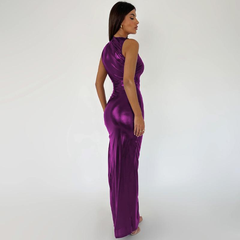 Dámská móda Sexy šaty bez ramínek s vysokým rozparkem, upnuté, bez rukávů, dlouhé šaty