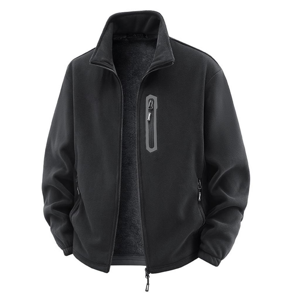 2026 Winter Thicken Polar Fleece Jacket Warm Windproof Full Zip Up Coat Multiple Zipper Pockets Outdoors Plus Size Jackets Outwear