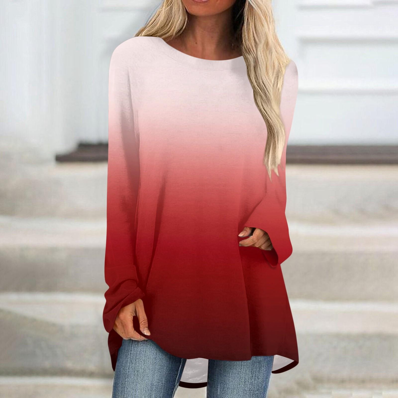 

Женская осенне-зимняя повседневная длинная свободная футболка с v-образным вырезом и длинными рукавами XXL