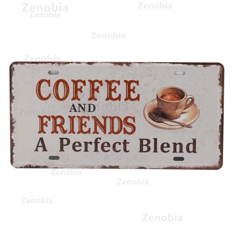 Open and Closed Coffee Bar Metal Sign Wall Art Murals Vintage Tin Poster Shabby Plaque Retro Plates Pub Cafe 3D Home Decoration