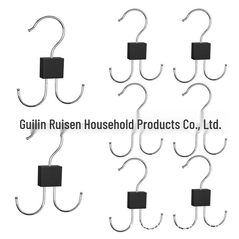 Multifunctional 6-Tier Pants Hanger with 8 Hooks & 10 Clips for Hats, Belts, and Underwear Storage