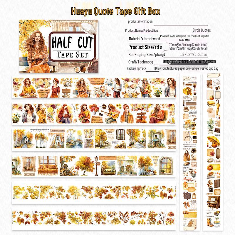 Die-cut PET Washi Tape Set: Coffee Theme, European & American Style for Journaling & Decoration