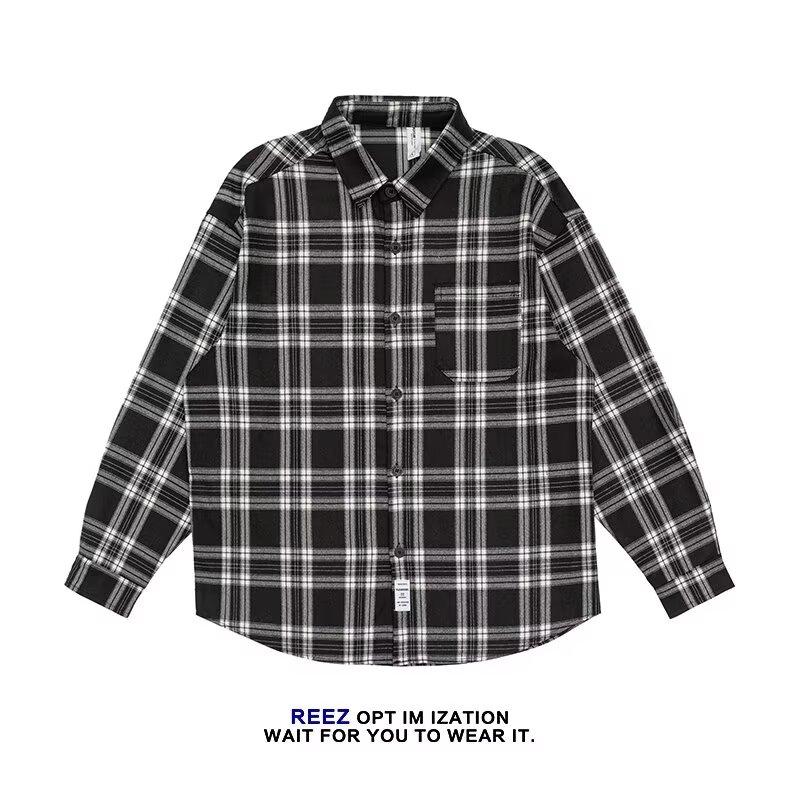 

Рубашка с длинным рукавом с буквенным принтом 2024 года в японском стиле в стиле Гонконга, свободная рубашка для мальчиков, летнее модное универсальное повседневное пальто 2XL чёрный