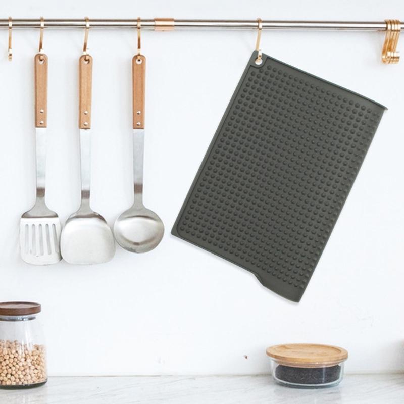 Folding Silicone Dish Drying Mats Offers Space Saving Storage and Easy Cleaning Silicone Texture for Home Cooking Lover