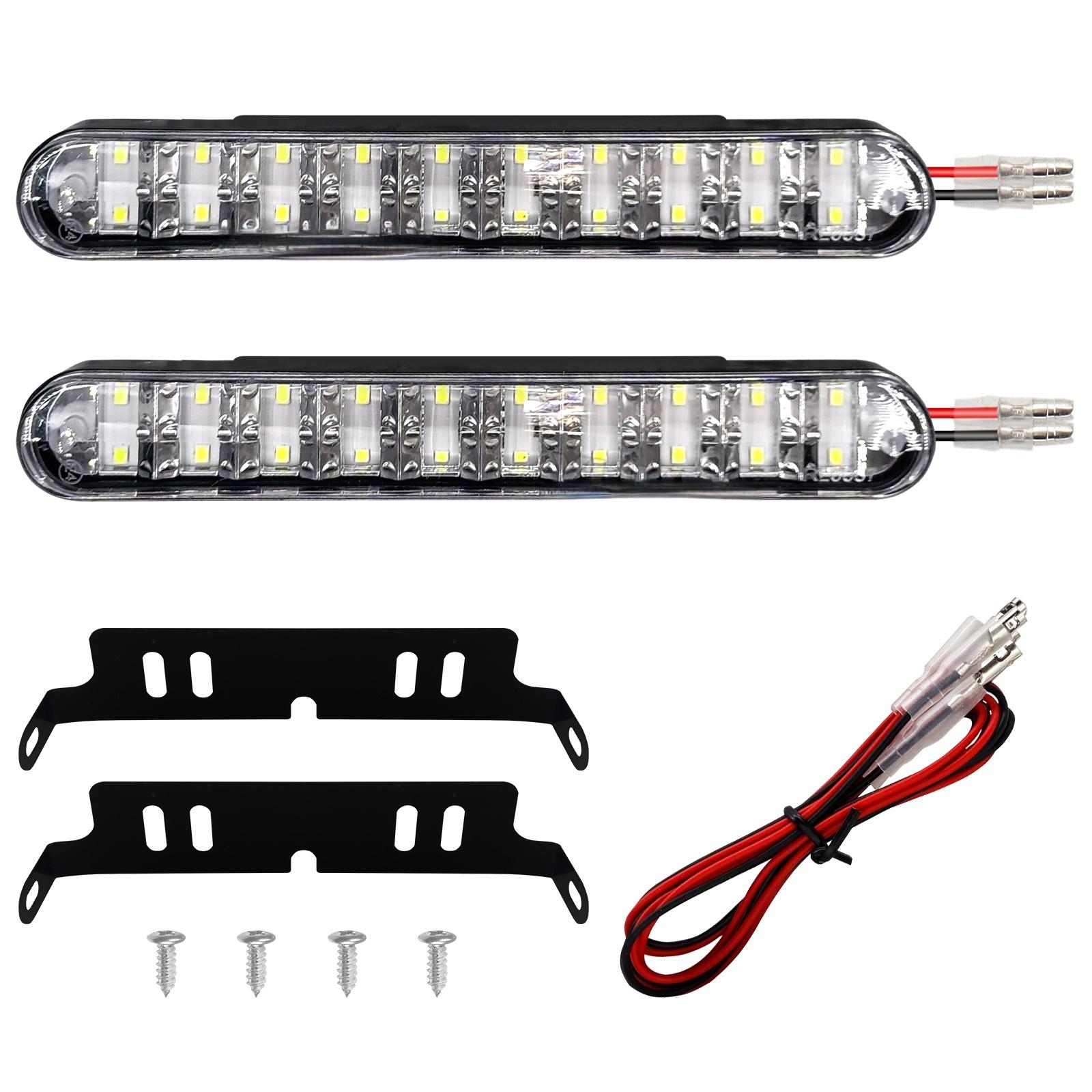 

Пара 20 светодиодных белых 12 В автомобильных универсальных декоративных световых полос DRL Strip Яркие дневные ходовые огни Передний бампер Противотуманные фары E4 белый