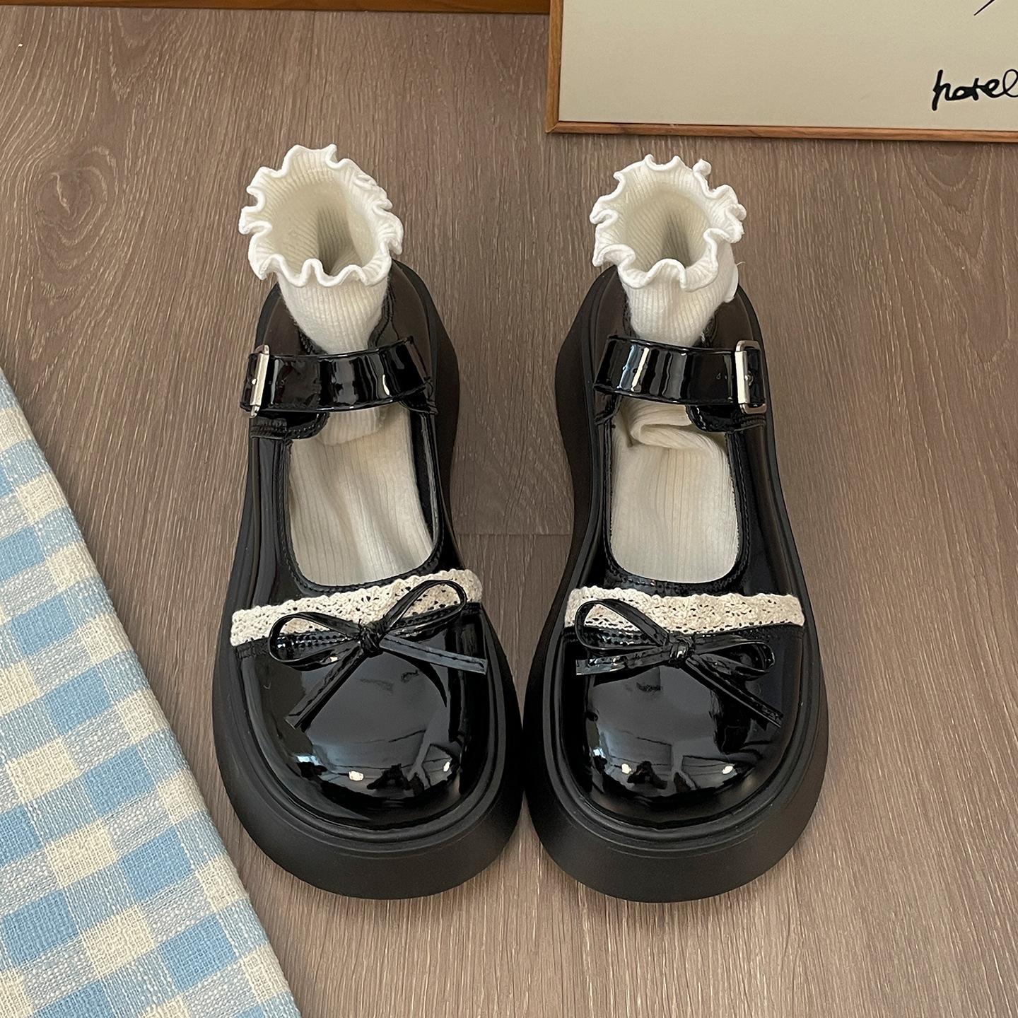

Black French round head shallow mouth platform single shoes women s summer 2025 new versatile skirt ballet Mary Jane shoes 40