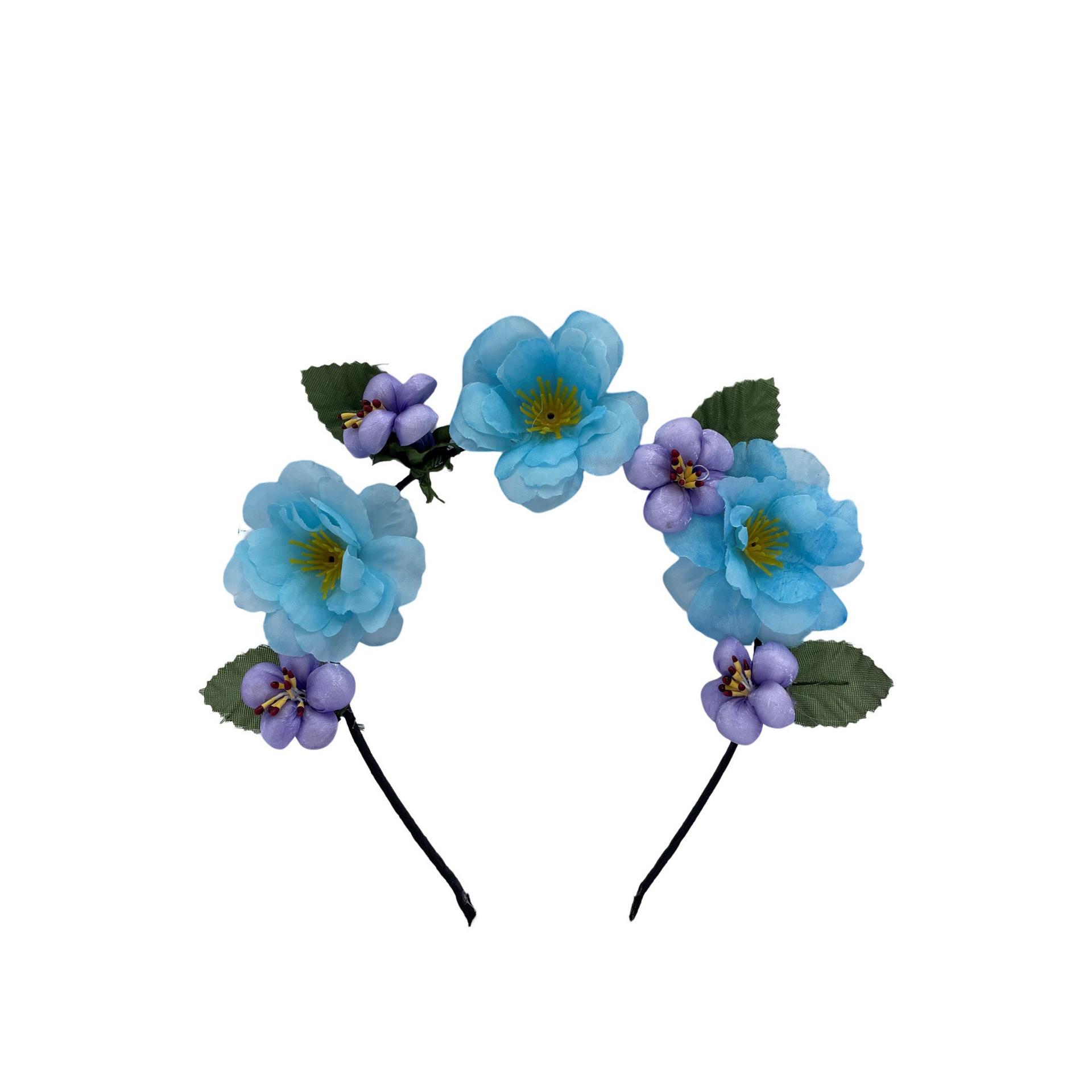 New product simulation peach blossom headgear ins wind fabric flower headband Valentine s Day pink simulation flower headband небесно-голубой