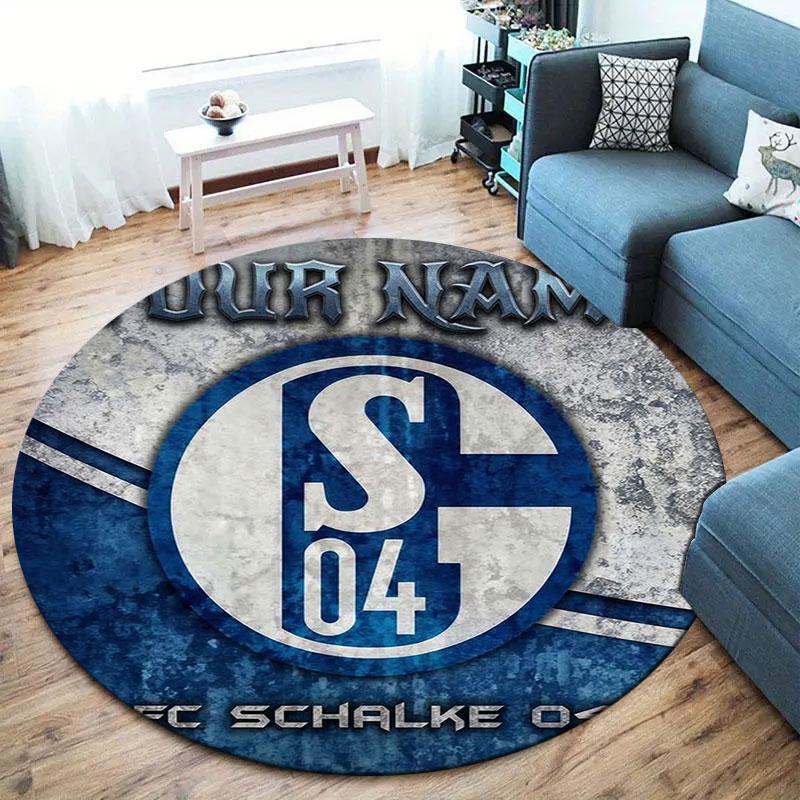 FC Schalke 04 Custom Name Round Area Rug,Carpet Rug for Living Room Bedroom Sofa Playroom Decor,Non-slip Floor Mat