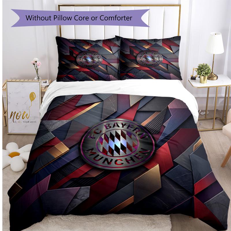 Set Lenzuola 3 Pezzi con Stampa Modello Bayern Monaco Morbido Delicato sulla Pelle Lavabile Copripiumino e Federe Set Tutte le Stagioni Camera da Letto