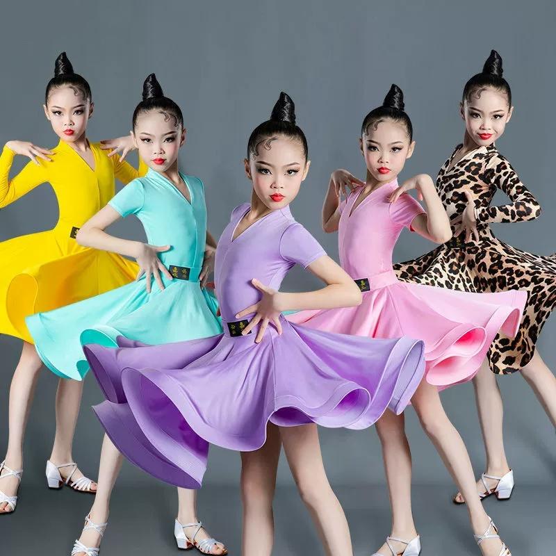 Girls Professional Latin Dance Dress for Girls Ballroom Dancing Dresses Rumba Cha Cha Samba Practice Dress Latin Performance