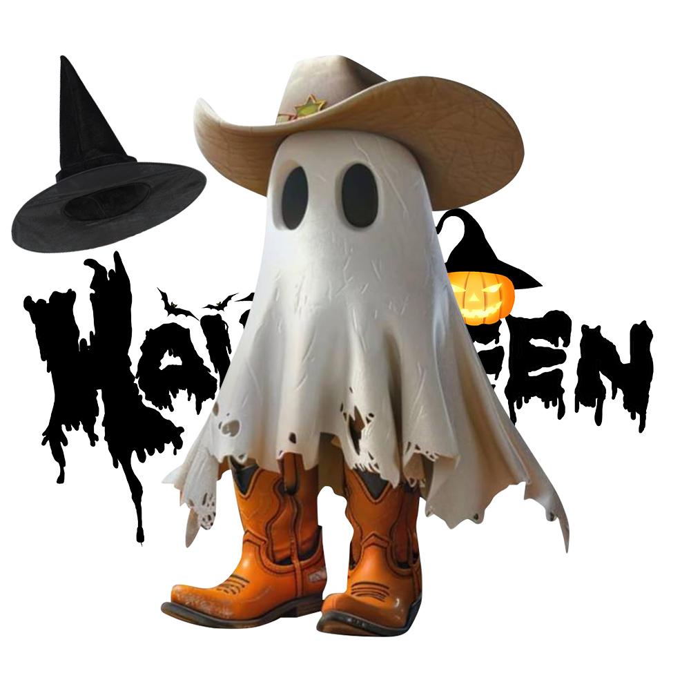 Halloween Resin Cute Ghost Statue Ghost Cowboy with Boots Ghost Ornaments Garden Statue for Tabletop Halloween Decor Ghost Decor