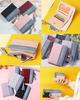 Acid Mini Wallet, Bifold, Leather, PU Leather, Tassel Charm, Two-Tone, Solid Color, Simple, Women's (Red)
