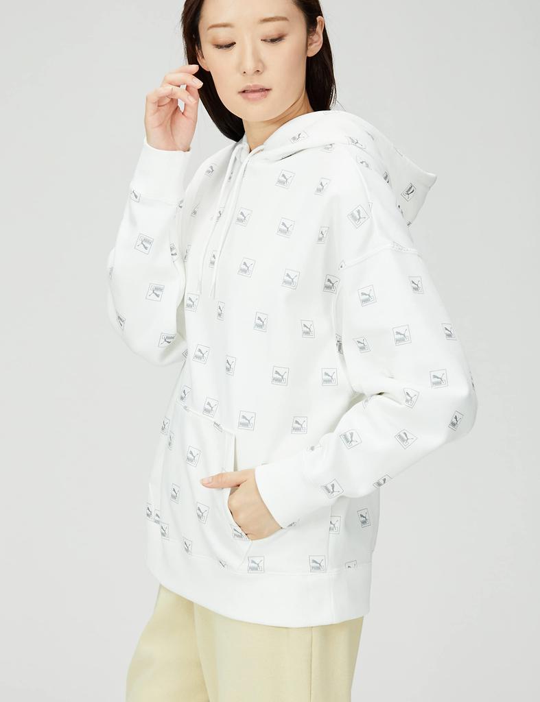 PUMA BRAND LOVE AOP Hoodie FL 535706 2022 White Size S Women's Fall/Winter (02)
