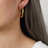 French Retro Geometric 18K Gold Hoop Earrings In Titanium Steel for Women