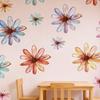 Flower Wall Decals Hand-painted Spring Wildflower Wall Stickers Peel And Stick Floral Wall Art Decor for Girls Bedroom Nursery Classroom Living Room