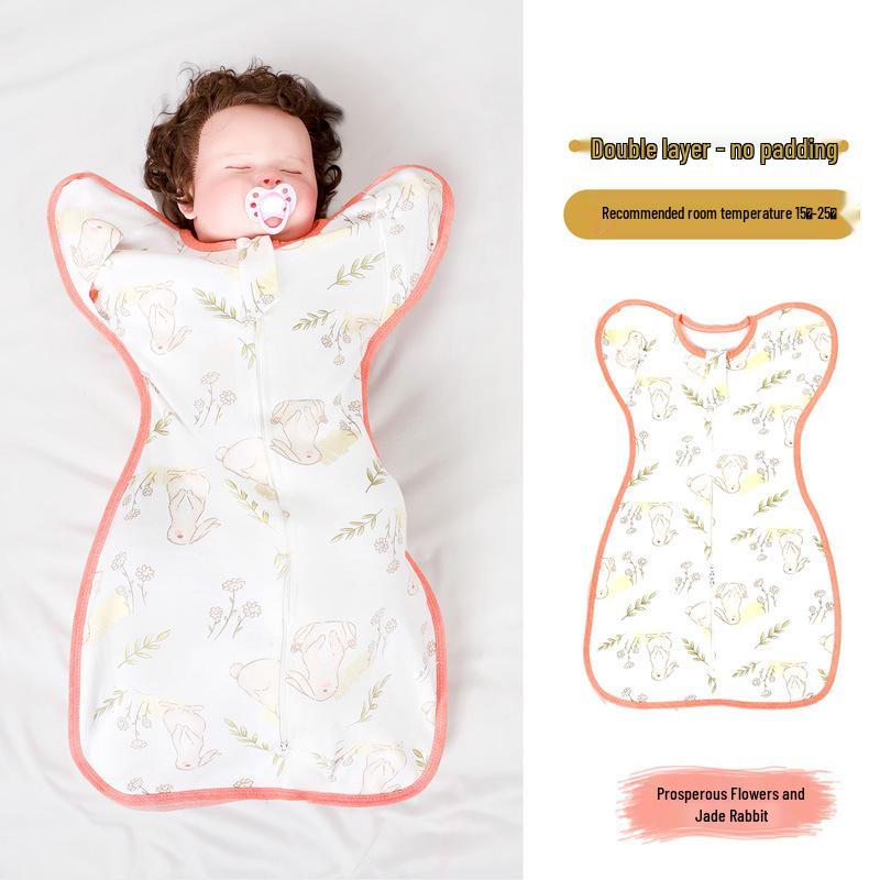 

Double Layer Pure Cotton Baby Swaddle Sleep Sack - Newborn Anti-Startle Wrap for Spring and Autumn S (below 10 lbs)