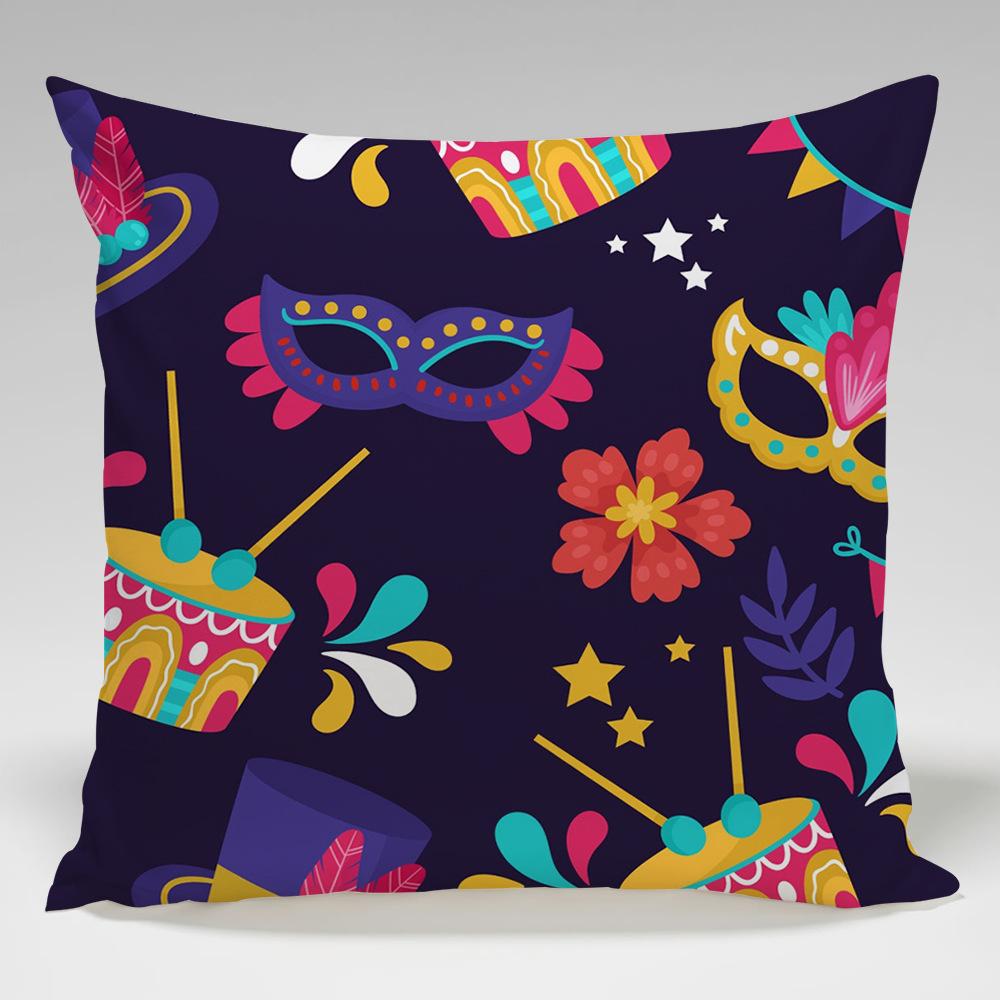 Patterns Of The Brazilian Carnival Throw Pillow Cover With Short Plush Print For Living Room Sofa Decoration Cushion Cover
