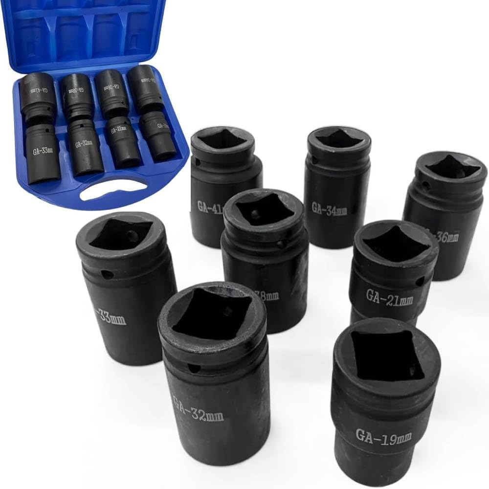 

UPstore Large Air Impact Socket Set of Impact Impact for and Large Storage Chrome Vanadium Steel 8, Sockets, Wrench, 1-Inch (25.4mm) Square, Trucks,