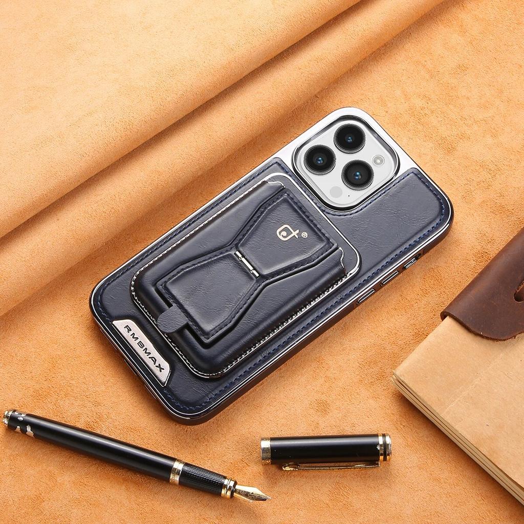 2 In 1 Magnetic Card Holder Leather Magsafe Phone Case for IPhone 14 12 13 15 Pro Max 15Plus Bank Card Wallet Shockproof Cover