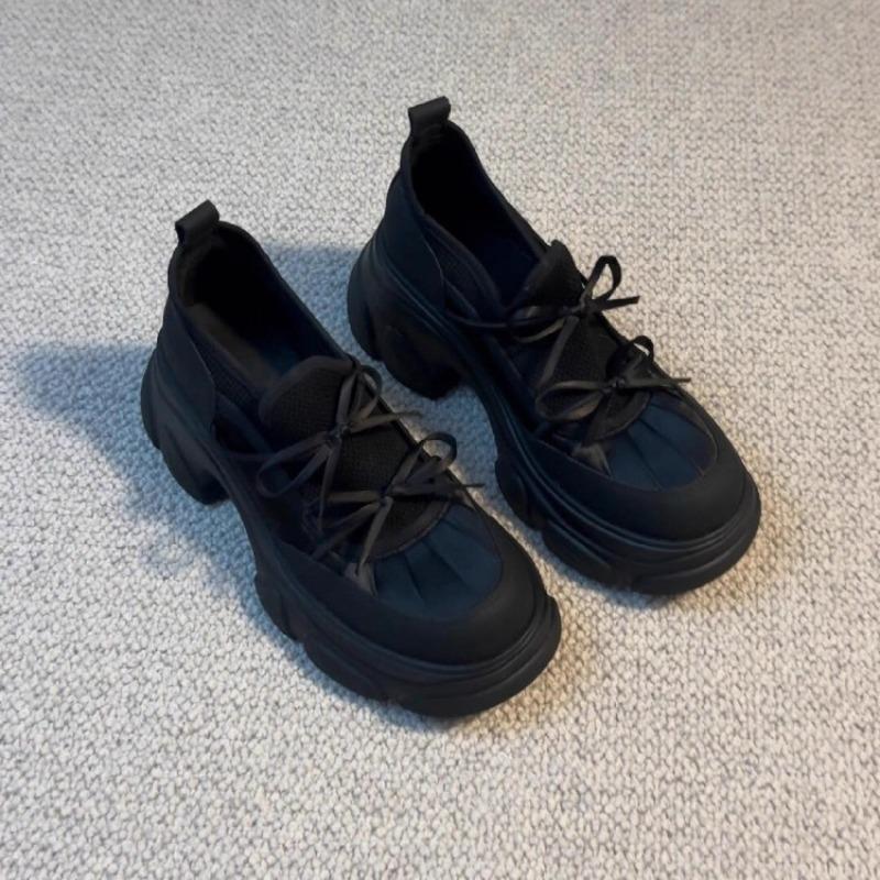 Women Wear Casual Sports Single Shoes with Thick Soles, Round Toes and Thick Heels