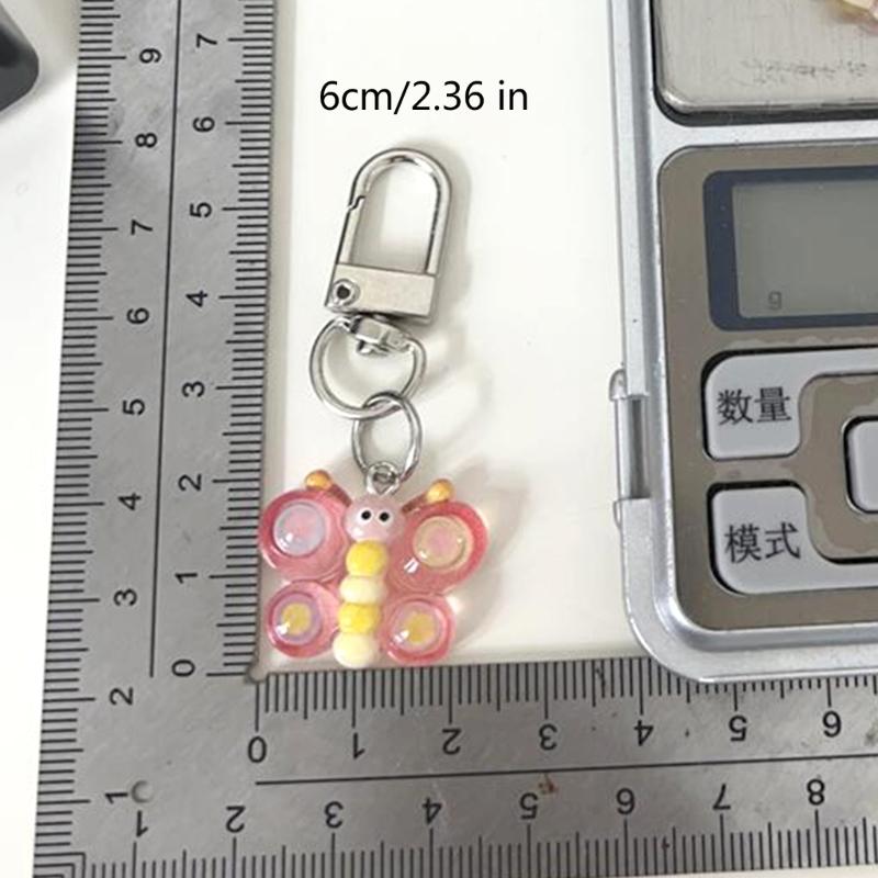 Cute Cartoon Colorful Smile Butterfly Keychain Resin Bag Charm for Women Girls Trendy Accessories for Friend