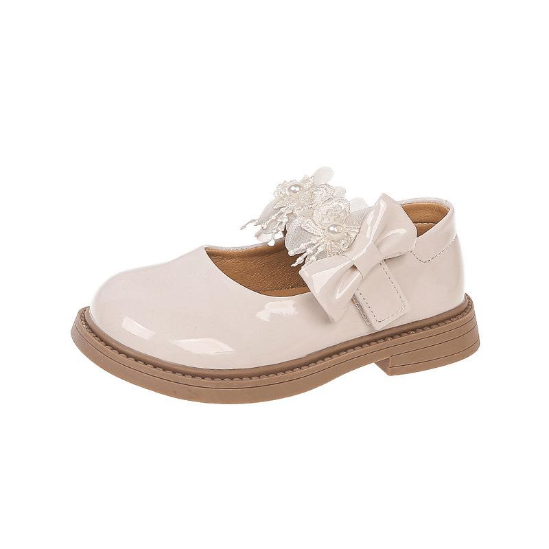 Girls Shoes Princess Shoes 2025 New Spring and Autumn Little Girl Glossy Mary Jane Soft-soled Leather Shoes Black Performance Shoes