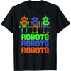 Colorful Graphic Robots Design T-Shirt