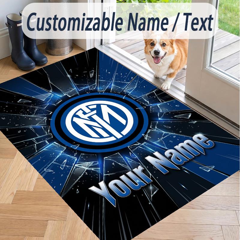 Custom Text Printed Rug Inter Milan Non Slip Floor Carpet For Home Room Decor
