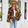 New Colorful Fur Imitation Fur Jacket Short Long-sleeved Collarless Casual Women's Winter Wool Jacket