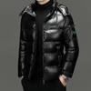 Giacca Invernale da Uomo Piumino Moda Lucido Impermeabile Corto Piumino Maschile Leggero Snowski Piumino d'Anatra Bianca