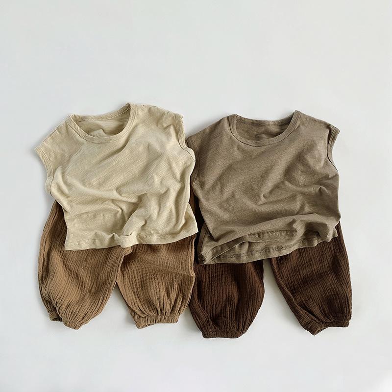 Breathable and cool bamboo cotton children's thin vest, new boys and girls inner tower vest baby tide