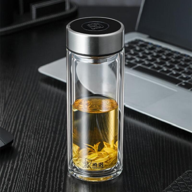 Xinuo Double-Layer Borosilicate Glass Cup with Lid