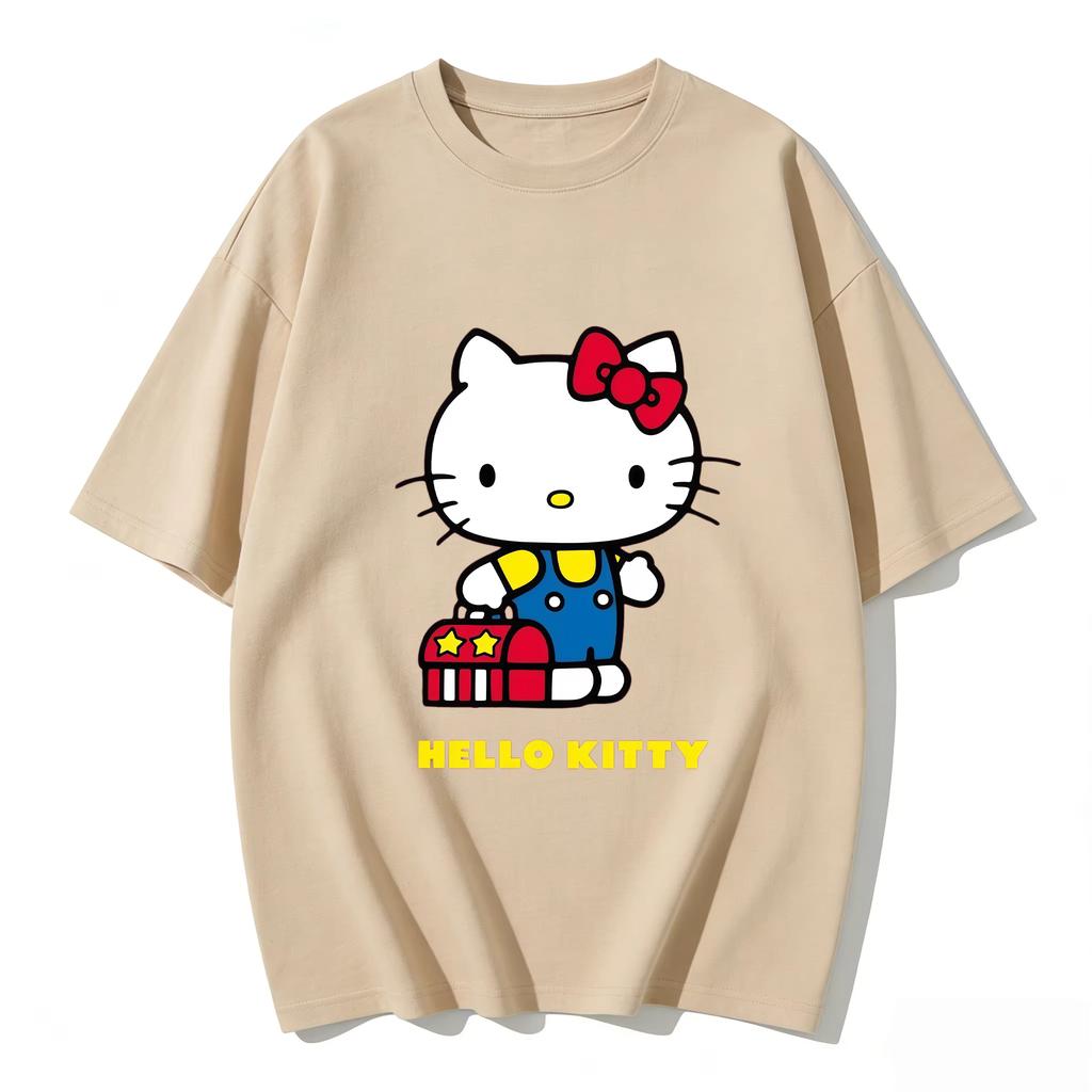2026 new Summer HelloKitty Cute Graphic Tee Casual Short Sleeve Cotton Top for Women Girls Kawaii Cartoon Print Streetwear
