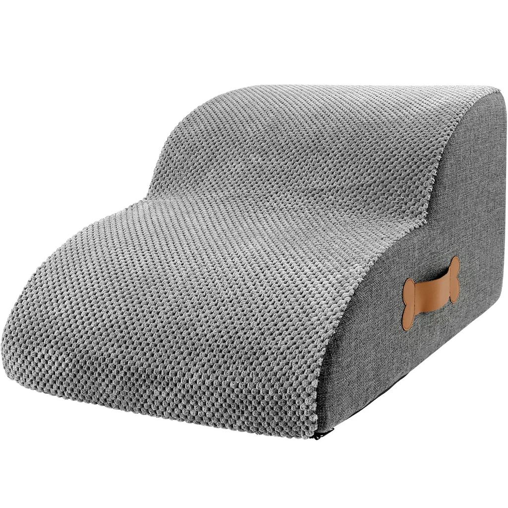 Curved Dog Stairs Ramp for High Beds and Sofa Climbing Pet Steps Nonslip Sponge Filling for Small Dogs and Cat